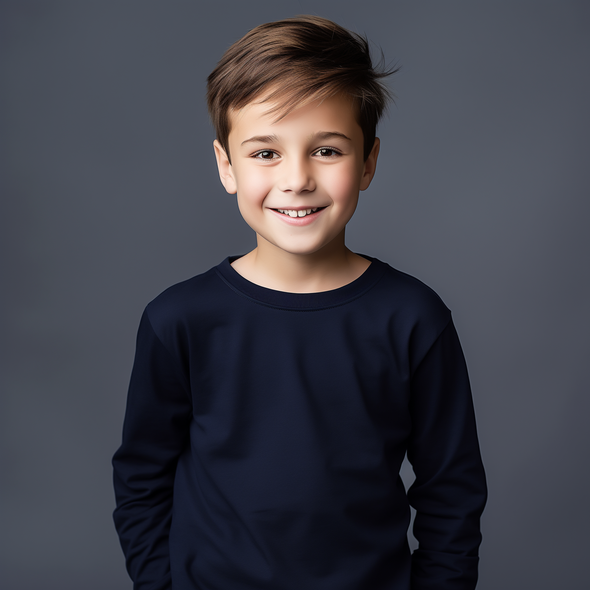 Boys round neck top navy(C91 interlock) – Figo Wear