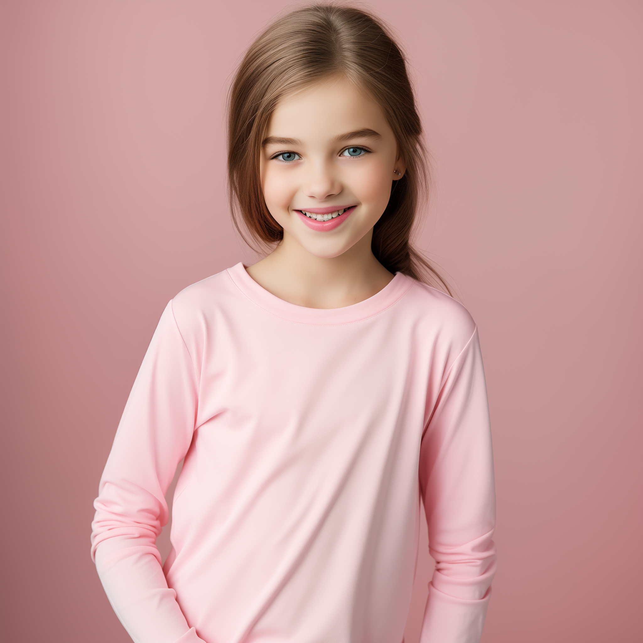 Girls premium round neck top pink (C91 interlock) – Figo Wear