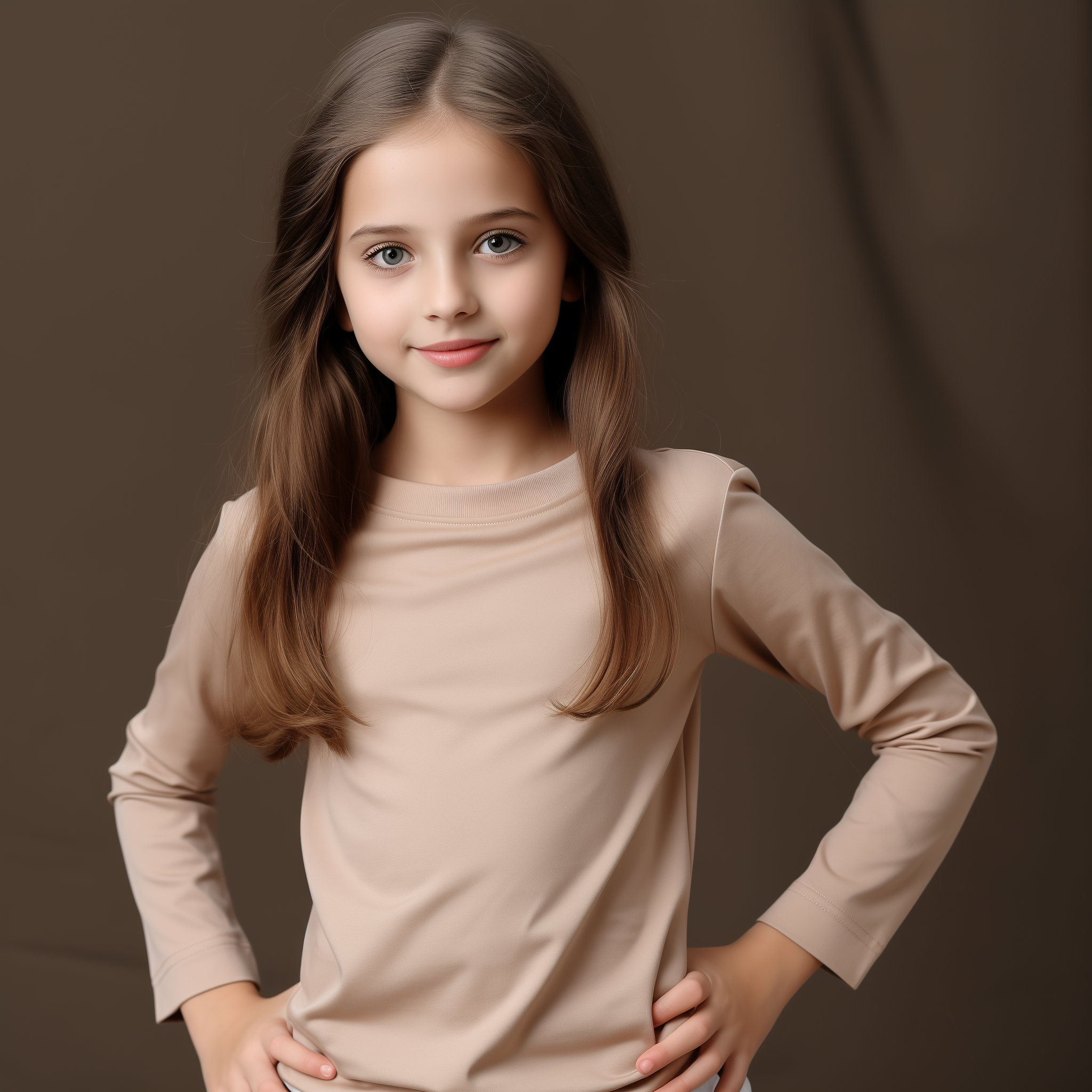 Girls round neck top beige(C91 interlock) – Figo Wear