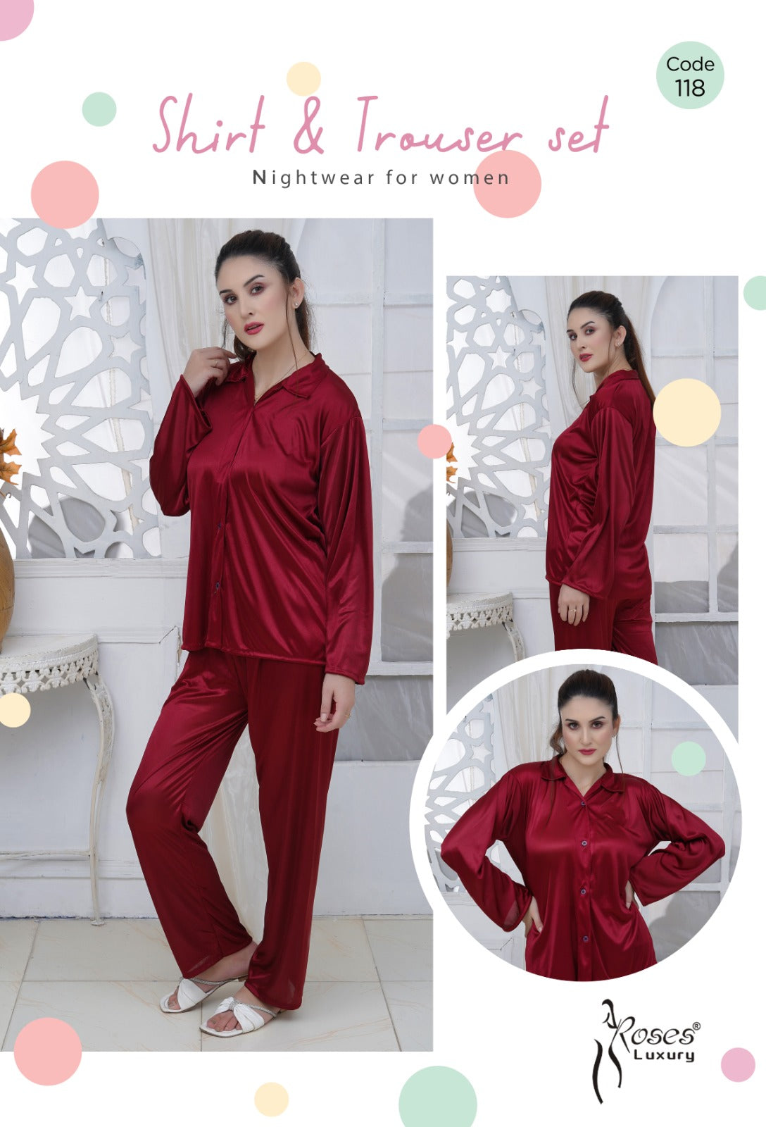 Women’s Roses Luxury Shirt & Trouser Ensemble