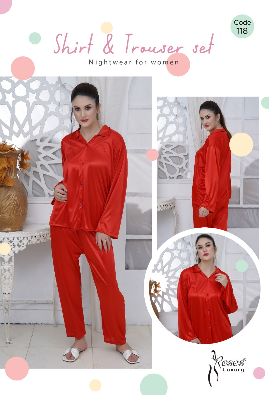 Women’s Roses Luxury Shirt & Trouser Ensemble