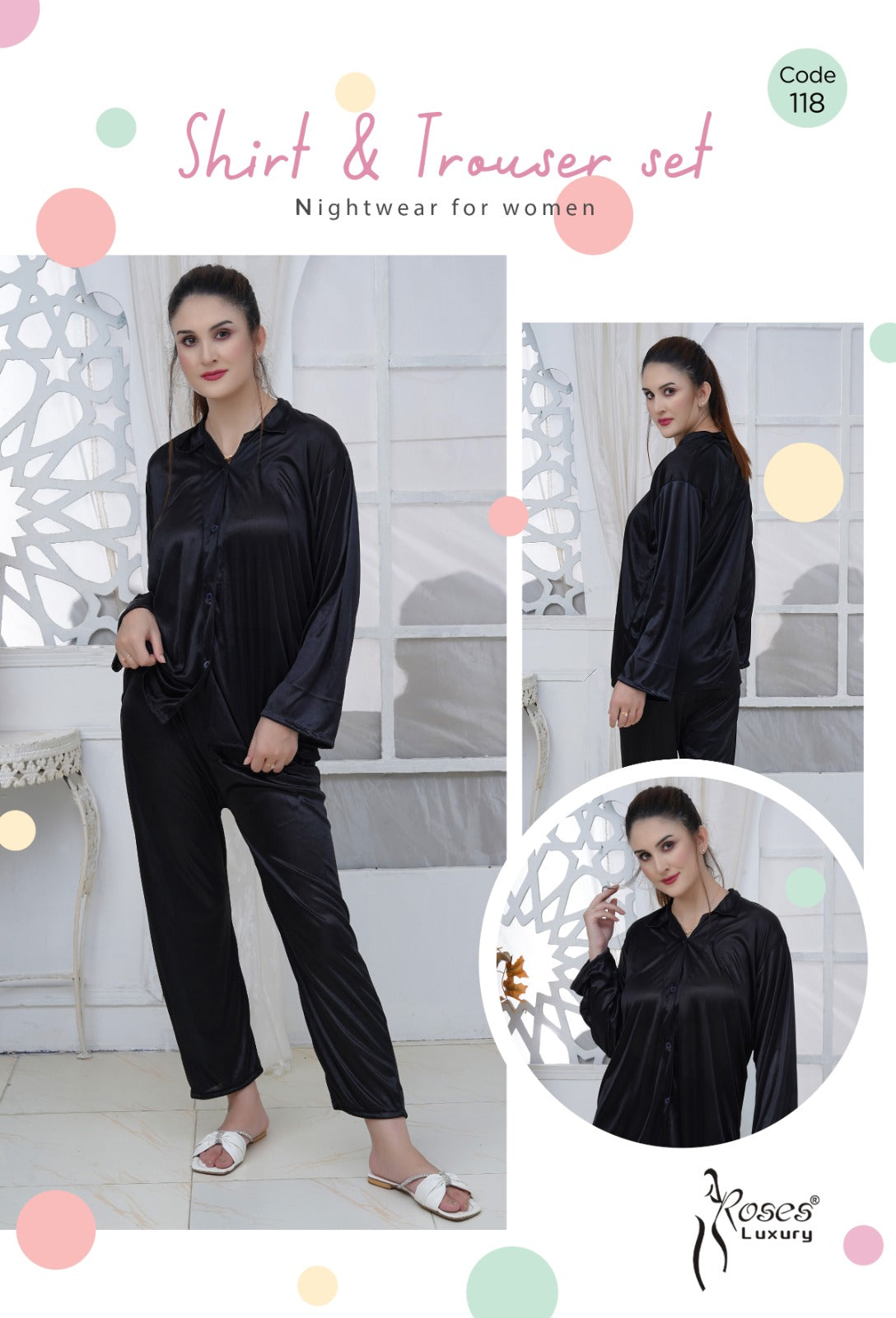 Women’s Roses Luxury Shirt & Trouser Ensemble