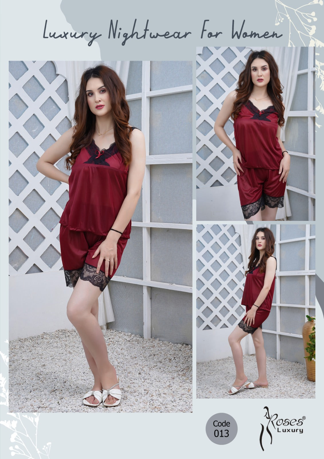 Women’s Roses Luxury 2-Pc Cami Nightwear Set