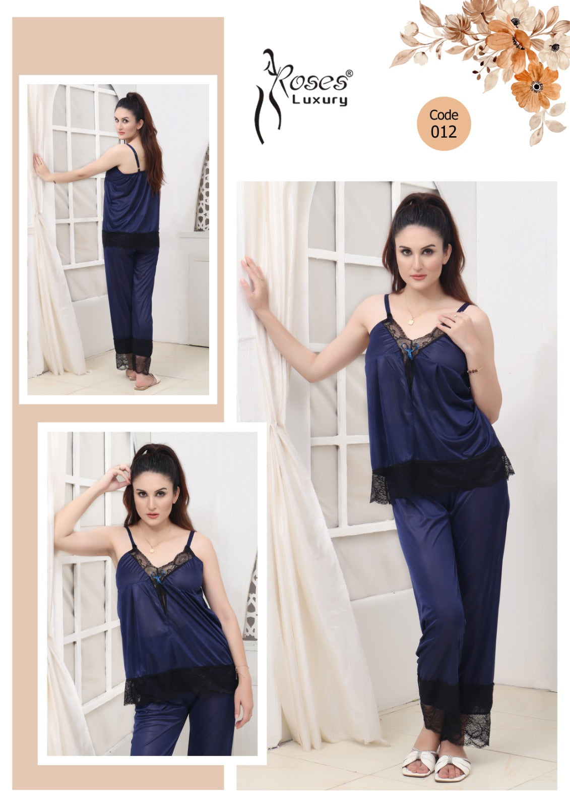 Women’s Roses Luxury Nightwear – Elegant 2-Piece Set